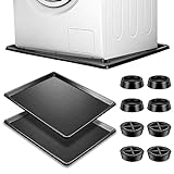 Saillong 2 Pack Washing Machine Drain Pans with 8 Pack Anti Vibration Pads, 26 x 20 Inches (ID) Leakproof Mini Fridge Drip Tray for Mini Fridges, Anti Vibration Drain Pan for Washer and Dryer