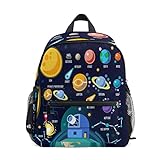 OREZI Universe Infographics Solar System Planets Kids Backpacks with Chest Clip,Toddler Schoolbag Preschool Bag Travel Bacpack for Little Boy Girl