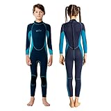 Vofiw Toddler Wetsuit 4T Kids 2.5mm Neoprene Wet Suit Size 4 Boys Back Zip Wetsuits Girl Long Sleeve Keep Warm Swimsuits for Surfing Swimming (Navy, 4)