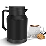 Yummy Sam 51 Oz Thermal Coffee Carafe with 360° Rotatable Base, 1.5L Stainless Steel Double Walled Vacuum Coffee Thermos Water Beverage Dispenser 12 Hour Heat Retention/24 Hour Cold Retention (Black)