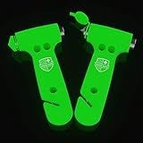 Swiss Safe 5-in-1 Car Safety Hammer, Emergency Escape Tool with Car Window Breaker and Seatbelt Cutter, Glow in the Dark, 2 Pack