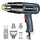 2000W Heat Gun, Heavy Duty Hot Air Gun Kit with 5 Nozzles, Stepless Temperature Adjustment 122℉ to 1202℉ Heating in 1.5s, Heat Gun Tool for Diy Crafts/Shrink PVC Tubing/Wrapping/Stripping Paint