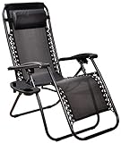 BalanceFrom Adjustable Zero Gravity Lounge Chair Recliners for Patio, Pool with Cup Holder (Black)