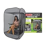 Magic Mesh Personal Portable Pod Modular Design, See-Through Mesh, Lets Fresh Air in, Pops Up in Seconds, Magnetic Door Panel, Fits One Adult & Folding Chair- 59' x 37.4' x 37.4'