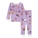 Burt's Bees Baby Baby Girls' Pajamas, Tee and Pant 2-Piece Pj Set, Wild Horse, 3T