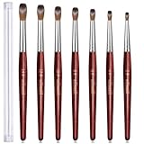 Ailisaail 7Pcs Acrylic Nail Brush, Nail Brushes for Acrylic Application, Nail Art Brushes with Red Wood Handle, Acrylic Nail Tools for Beginner & Professional, Size 2/4/6/8/10/12/14