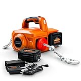 SuperHandy Electric Portable Winch Hoist Crane Lift Brushless Motor Li-Ion Battery Powered 1000Lbs/455Kgs Max Weight 20' Feet/6m Steel Braided Cable w/Locking Knob for atv truck boat trailer