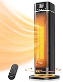 Space Heater,VCK 24' 12ft/s Fast Quiet Heating Portable Electric Heater with Remote, Night Light,80° Oscillation,4 Modes,Overheating&Tip-Over Protection, Ceramic Heater for Bedroom,Office&Indoor Use