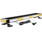 WOWTOU Rooftop Safety Flashing 56 LED Amber White Emergency Light Bar for Construction Vehicles Tow Trucks Snow Plows, Strong Magnetic Strobe Beacon Lights