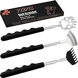 Yeipis 3 Pack Different Back Scratcher Metal Portable Telescoping Back scratchers with Rubber Handles, Extendable Back Massager Tool with Beautiful Box, Gifts for Men Women Kids Adults（Black）