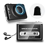 Upgraded Cassette to MP3 Digital Converter - Portable Cassette Tape Player with Speaker Captures MP3 Audio Music via USB - Mac Laptops & Personal Computers Compatible
