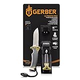 Gerber Gear Ultimate Survival Knife - Fixed Blade Knife with Fire Starter, Sharpener, and Emergency Whistle Knife Sheath - 4.75” Stainless Steel Blade