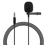 EKAT Car Microphone for Stereo 3.5mm Plug and Play Wired Mic Compatible with Vehicle Head Unit Radio, Noise Canceling, Lavalier Clip