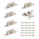 50MM Ball Catch Omitfu Set of 6 Solid Brass Chromium Plated Adjustable Double Ball Tension Roller Catch Latch Hardware Fitting for Cabinet Closet Furniture Door with Screws