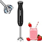 Bonsenkitchen Handheld Blender, Electric Hand Blender 12-Speed & Turbo Mode, Immersion Blender Portable Stick Mixer with Stainless Steel Blades for Soup, Smoothie, Puree, Baby Food