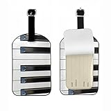 Zoczos Piano Keys Suitcase ID Tag Black White Keyboard Classic Piano Player Musical Tone Luggage Tag Fully Bendable Tag PU Leather Labels Bag Tag for Teenage Girl Women Kids, 1 Pack