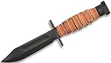 Ontario Knife Company 499 Air Force Survival Knife 5' Sawback Blade with False Top Edge and Blood Grooves, Natural Leather Handle and Sheath - 6150 (Color May Vary)
