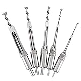 5 pcs Square Hole Mortise Chisel Drill Bit Tools Different Sizes 1/4' 5/16' 7/16' 1/2' 5/8', HSS Woodworking Hole Saw Mortising Chisel Drill Bit Set