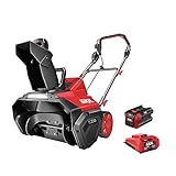 SKIL PWR CORE 40 Brushless 40V 20 in. Single Stage Snow Blower Kit, 30'ft Throwing Distance, Includes 6.0Ah Battery and Charger- SB2001C-10 red