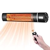 Wall-Mounted Patio Heater for Outdoor Use Electric Infrared Heaters 1500w with 3 Level ,Waterproof Space Patio Heaters, Remote Control, Black