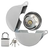 PILISPARK Door Knob Lock Out Device with Padlock, Door Handle Lock - Protects Door Handles from Turning and Entering Keyholes, for Covering Door Handles/Faucets/Valves, Stainless Steel (Silver)