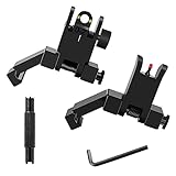 MAGORUI Fiber Optics Iron Sights, Low Profile 45 Degree Front and Rear Backup AR Sights, All Metal Construction Two Aperture Sight with Red and Green Dots for Picatinny and Weaver Rail