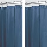 mDesign PEVA Shower Curtain Liner - 72' x 72' Deluxe Water/Odor Resistant Heavy Plastic 3-Gauge, Long Inner Shower Curtain Liner with Weighted Bottom Hem for Bathroom, Shower, Tub - 2 Pack - Navy Blue