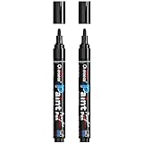 Overseas Black Paint Pens Paint Markers - Permanent Acrylic Markers 2 Pack, Water Based, Quick Dry, Waterproof Paint Marker Pen for Rock, Wood, Plastic, Metal, Canvas, Glass, Fabric, Mugs. Medium Tip