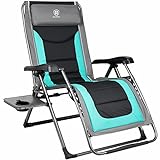 EVER ADVANCED Oversize XL Zero Gravity Recliner Padded Patio Lounger Chair with Adjustable Headrest Support 350lbs (Green)