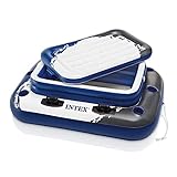 Intex 58821EP Inflatable Mega Chill II 72 Can Beverage Cooler Float with Lid and 6 Cupholders for Pool and Lake Floating, Black, White, and Blue