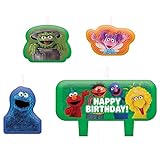 Multicolor Everyday Sesame Street Birthday Candle Set - 1.3'-2.3', 4-Piece Set - Perfect Cake Toppers for Fun & Vibrant Celebrations