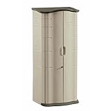 Rubbermaid Vertical Resin Weather Resistant Outdoor Storage Shed, 2x2.5 ft., Olive and Sandstone, for Garden/Backyard/Home/Pool