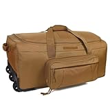 Military Wheeled Deployment Bag Large Tactical Heavy Duty Duffel Bag for Camping Hiking (Tan)