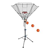 180 Degree Returning Basketball Hoop Attachment Both Indoor and Outdoor, Floor Mounted Basketball Shot Returner and Guard Net, Basketball Rebounder Adjustable Height Range 8.2-10.2ft