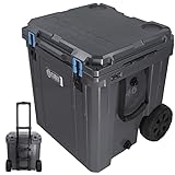 Cubix Outdoors QuadraX 46 Quart Wheeled Rotomolded Portable Hard Cooler for Camping, Fishing, Beach | Heavy Duty Insulated Ice Chest with Wheels and Handle | Cold Retention 5 Days