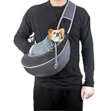 Arcwares Dog Sling Carrier,Black Travel Bag for Cat, Breathable Crossbody Bag for Small Dog Cat Rabbit