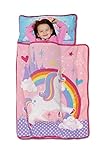 Baby Boom Funhouse Unicorn Kids Nap Mat Set – Includes Pillow and Fleece Blanket – Great for Girls Napping during Daycare or Preschool - Fits Toddlers, Pink