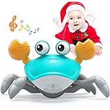 Yeaye Crawling Crab Baby Toy Gifts，Infant Tummy Time Toys, Cute Dancing Walking Moving Babies Sensory Induction Crabs with Light Up Music for 0-6 6-12 1-3 4+ Year Old Boys Girls Toddler （Green）