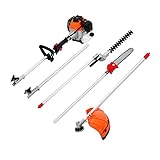 Samger 52CC 5 in 1 Gas Pole Saw Hedge Trimmer Straight Shaft Brush Cutter with Extension Pole, 2 Cycle Gas Powered Chainsaw Weed Eater Multifunctional Trimming Tools for Lawn and Garden Tree Trimming