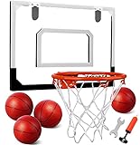 Indoor Mini Basketball Hoop Set Pro with 4 Balls for Kids and Adults for Door & Wall with Complete Basketball Accessories Perfect Christmas Birthday Gifts For Boys Teens