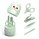 YIVEKO Baby Nail Kit, 4-in-1 Baby Nail Care Set with Cute Case, Baby Nail Clippers, Scissors, Nail File & Tweezers, Baby Manicure Kit and Pedicure kit for Newborn, Infant, Toddler, Kids-Owl Green