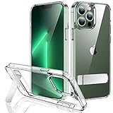 JETech Kickstand Case for iPhone 13 Pro Max, 6.7-Inch, Support Wireless Charging, Slim Shockproof Bumper Phone Cover, 3-Way Metal Stand (Clear)