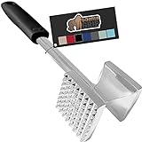 Gorilla Grip Heavy Duty Meat Tenderizer Hammer, Dual Side Kitchen Mallet, Comfortable Grip Handle, Maximize Food Flavor, Spiked Side Tenderizes, Smooth Flattens Steak, Beef, Commercial Grade, Black