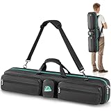 PEKREWS Pool Cue Case 4x4 Pool Stick Bag with Backpack Straps Soft Billiard Cue Carrying Case with Shoulder Strap, Billiard Stick Case Holds 4 Butts 4 Shafts and Billiards Accessories, Black