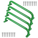 Purife 17.2 Inch Metal Green Playground Handles Pack of 4- Outdoor Swing Sets Safety Handles - Playset Grab Bar, Indoor Kids Climbing Monkey Bars for Playhouse, Treehouse, Jungle Gym