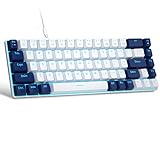 MageGee Portable 60% Mechanical Gaming Keyboard, MK-Box LED Backlit Compact 68 Keys Mini Wired Office Keyboard with Red Switch for Windows Laptop PC Mac - White/Blue