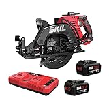 Skil 2x20V PWR CORE 20 XP Brushless 7-1/4” Rear Handle Circular Saw Kit Includes Two 5.0Ah Batteries and Dual Port Auto PWR Jump Charger-CR5429B-20, Red