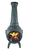 The Blue Rooster Dragonfly Cast Aluminum Chiminea in Antique Green