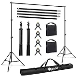 HPUSN Photo Video Studio 10ft. Adjustable Backdrop Stand for Wedding Party Stage Decoration, Background Support System Kit for Photography Studio with Clamp, Sand Bag, Carry Bag
