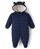 The Children's Place Baby and Newborn Fleece Hoodie Zip-Front Snowsuit Bunting, Tidal, 12-18 Months